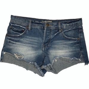 Free People | dark wash high waist denim shorts